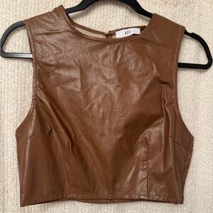 NSR Brown Leather Crop Top